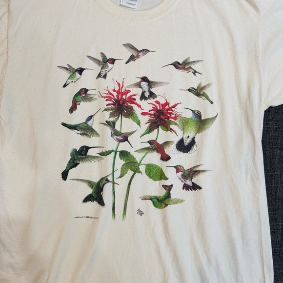 🌿 Vintage 1999 Earth Sun Moon Hummingbird T-Shirt Robert Shetterly Art - Picture 2 of 4